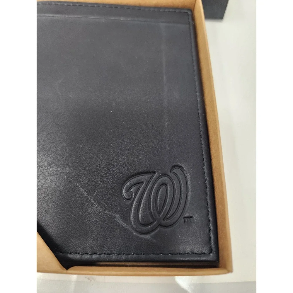 Sparo Mens Washington Nationals Bifold Travel Wallet Black Leather RFID Size OS